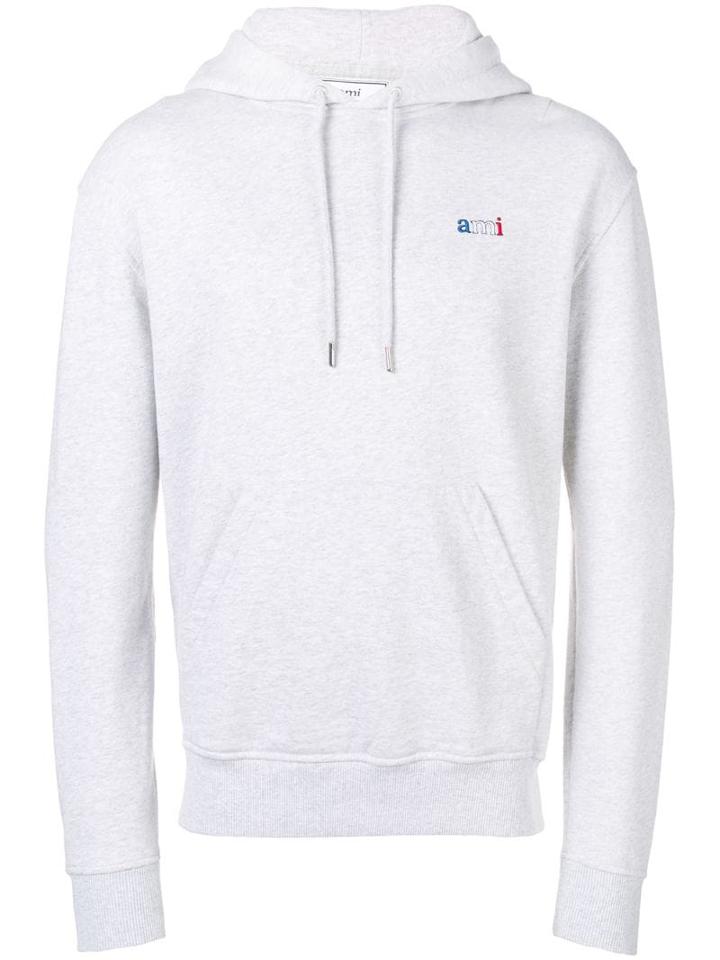 Ami Paris Hoodie With Ami Embroidery - Grey