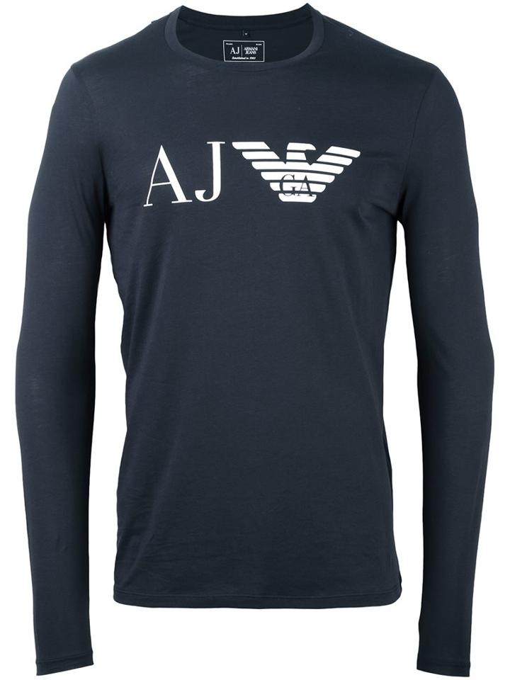 Armani Jeans Long Sleeve T-shirt, Men's, Size: Xl, Blue, Cotton