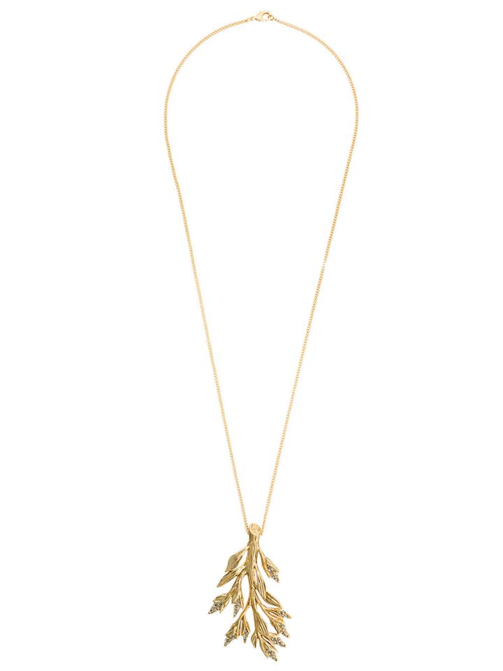 Alberta Ferretti Crystal Encrusted Branch Necklace - Metallic