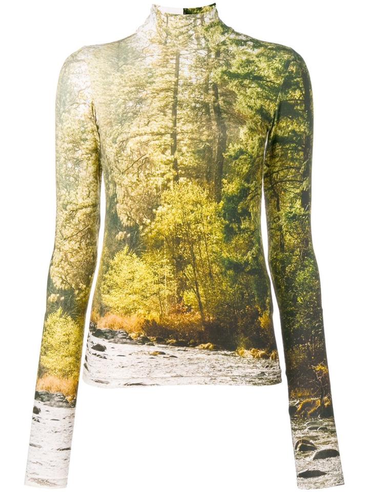 R13 Woodland Print Turtleneck Top - Yellow & Orange