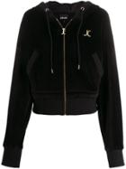Just Cavalli Velour Logo Plaque Bomber Jacket - Black