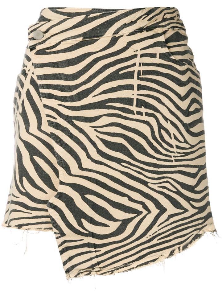 Laneus Printed Asymmetric Wrap Skirt - Neutrals
