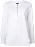 Lafayette 148 Zip Front Shirt, Women's, Size: Large, White, Cotton