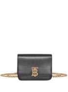 Burberry Leather Belted Tb Bag - Black