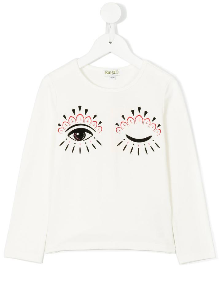 Kenzo Kids - Winking Eye Print T-shirt - Kids - Cotton/spandex/elastane - 10 Yrs, White