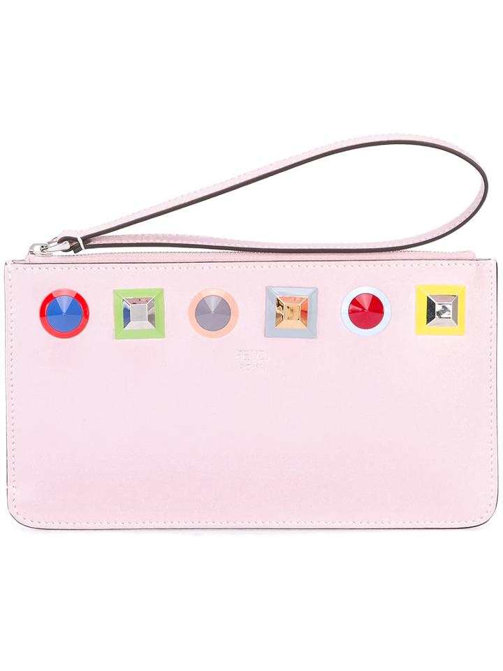 Fendi - Studded Pouch - Women - Calf Leather/plastic - One Size, Pink/purple, Calf Leather/plastic