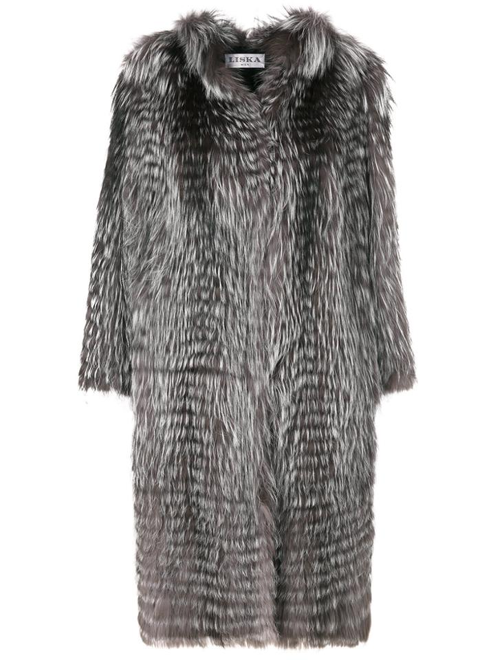 Liska Collarless Midi Coat - Grey