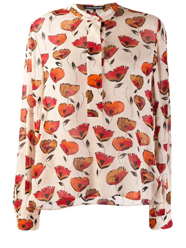 Luisa Cerano Poppy Print Blouse - Neutrals