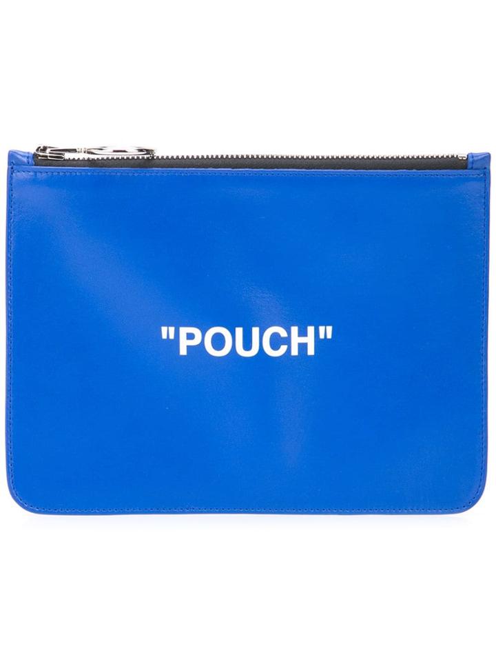 Off-white Pouch Zip Top Clutch - Blue