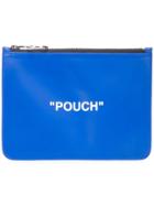 Off-white Pouch Zip Top Clutch - Blue