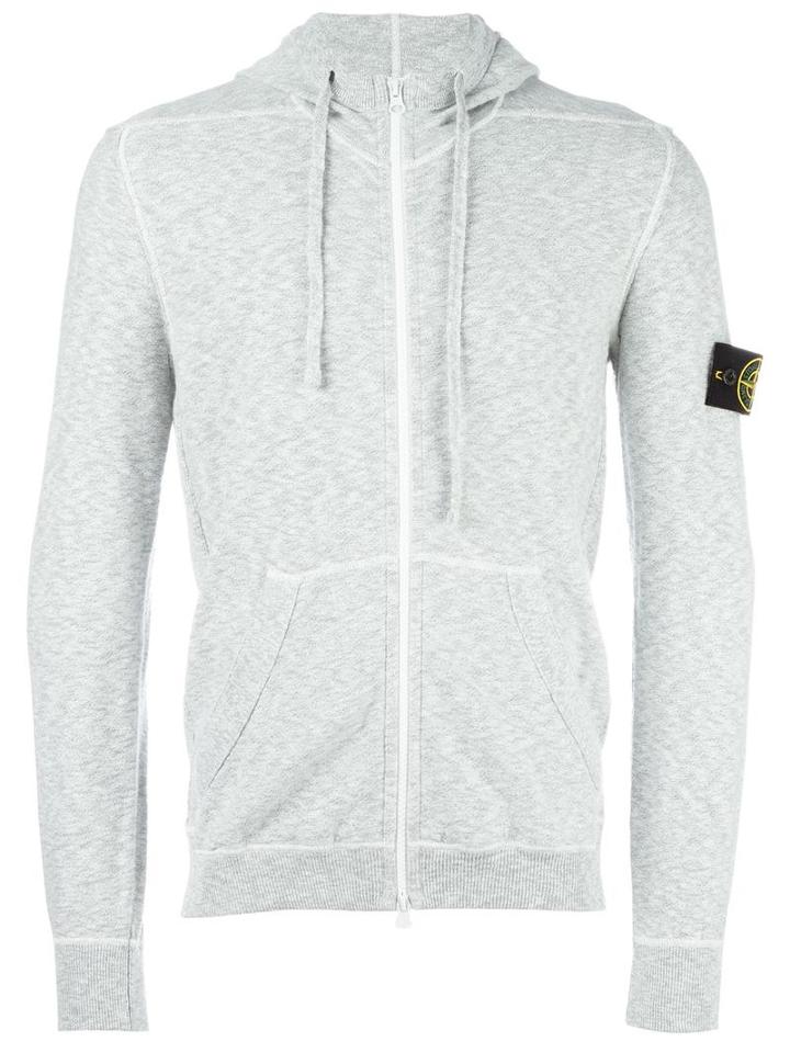 Stone Island Kangaroo Pockets Zipped Hoodie, Men's, Size: Small, Grey, Cotton/polyamide