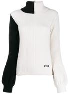 Msgm Contrast Cable-knit Sweater - White
