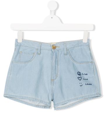 Bellerose Kids Live Love Laugh Denim Shorts - Blue