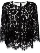 Marc Jacobs Floral Lace Blouse, Women's, Size: 6, Black, Nylon/rayon/modal/silk
