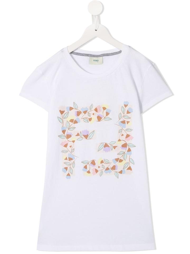 Fendi Kids Teen T-shirt With Logo Print - White