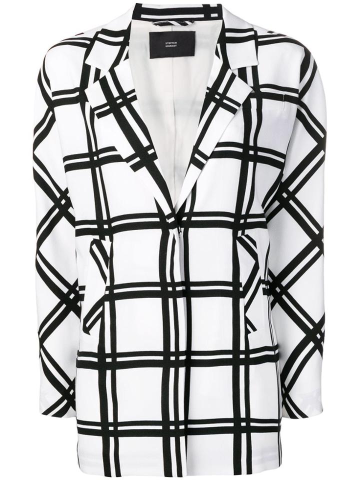 Steffen Schraut Checked Loose Fit Blazer - White