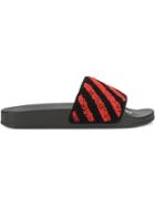 Off-white Striped Slide Sandals - Red
