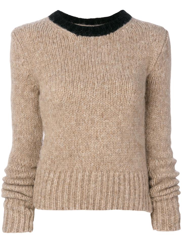 Marni - Collar Detail Sweater - Women - Polyamide/wool/alpaca - 40, Nude/neutrals, Polyamide/wool/alpaca