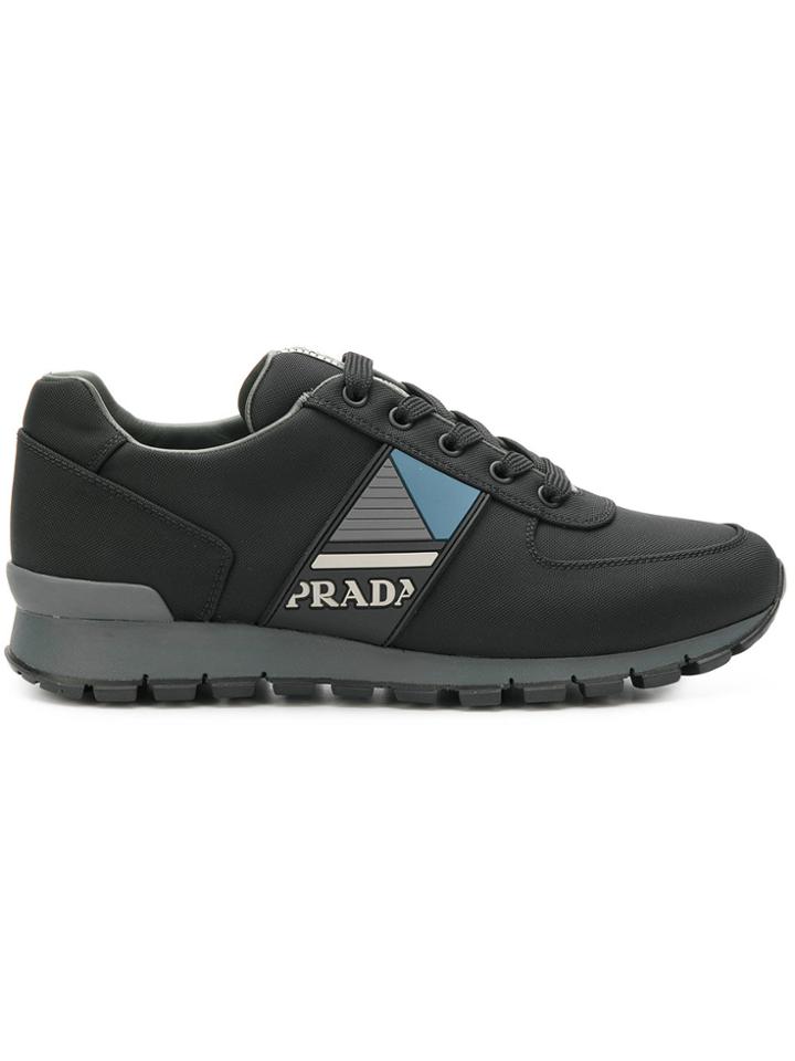 Prada Side Logo Lace-up Sneakers - Black