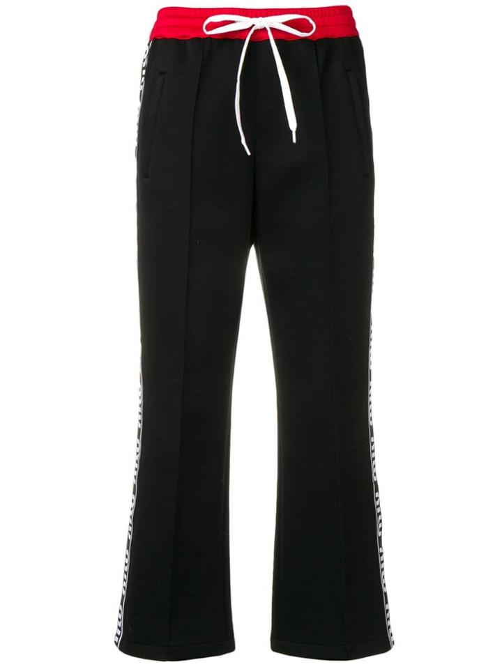 Miu Miu Logo Band Cropped Trousers - Black