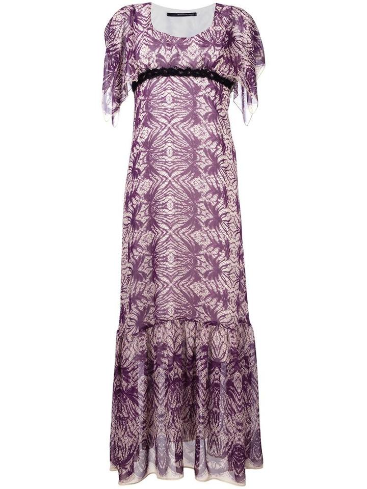 Maurizio Pecoraro Printed Long Dress, Women's, Size: 42, Pink/purple, Silk/polyester/spandex/elastane