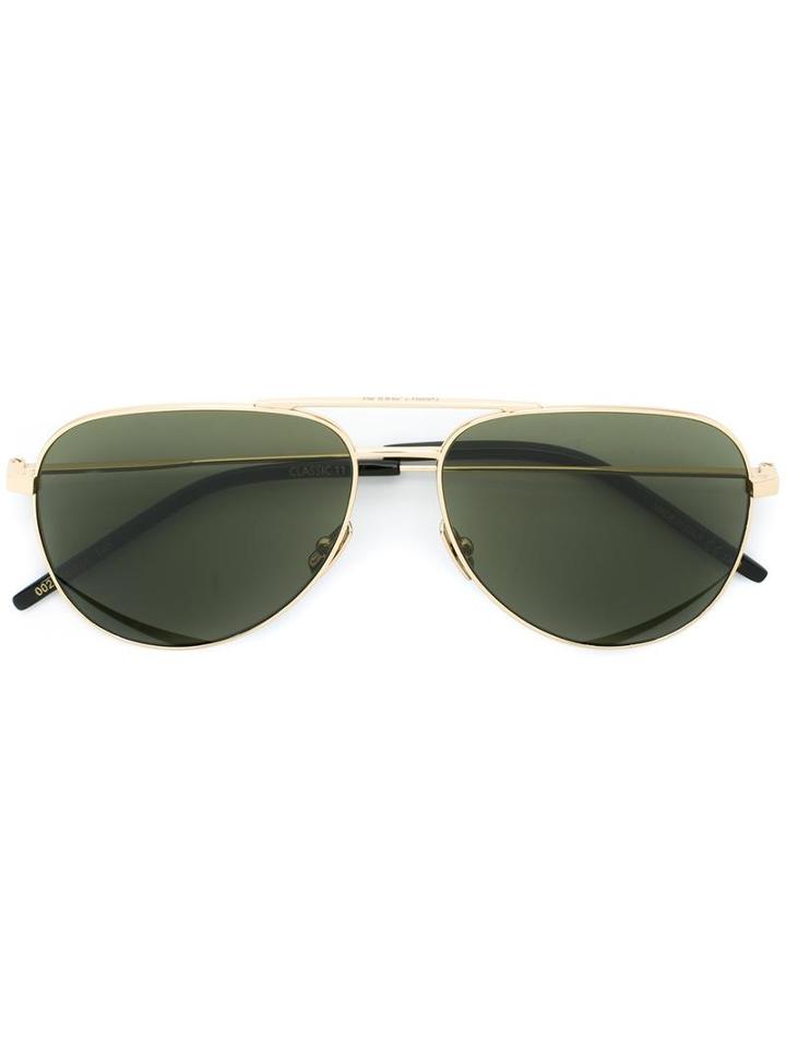 Saint Laurent - 'classic 11' Sunglasses - Unisex - Metal (grey)/glass - 59, Metal/glass