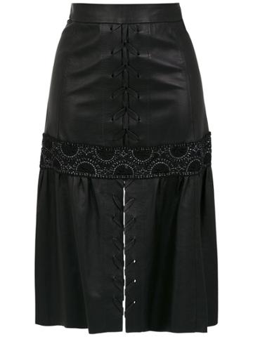 Clé Midi Leather Skirt - Black