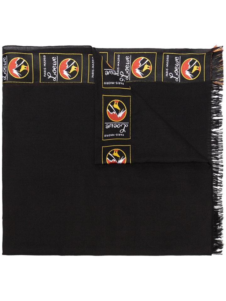 Loewe Black Logo Cashmere Blend Scarf