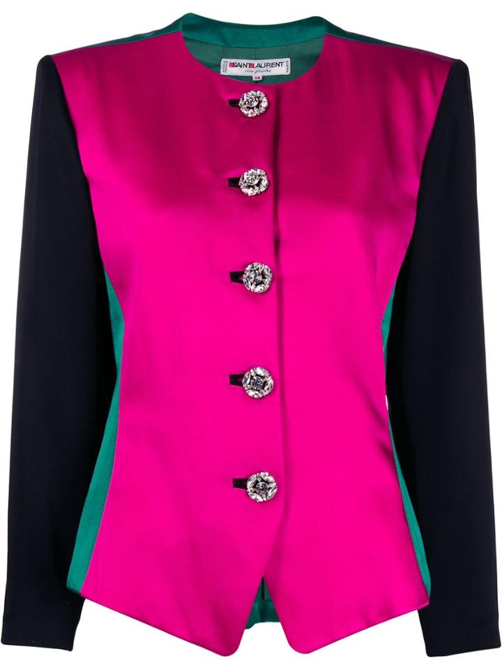 Yves Saint Laurent Pre-owned 1980s Round Neck Jacket - Pink