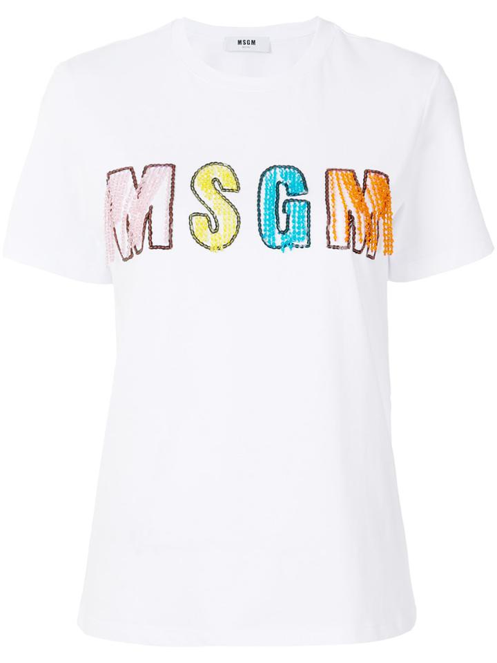 Msgm Beaded Logo T-shirt - White