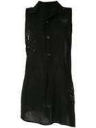 Y's Embroidered Sleeveless Shirt - Black