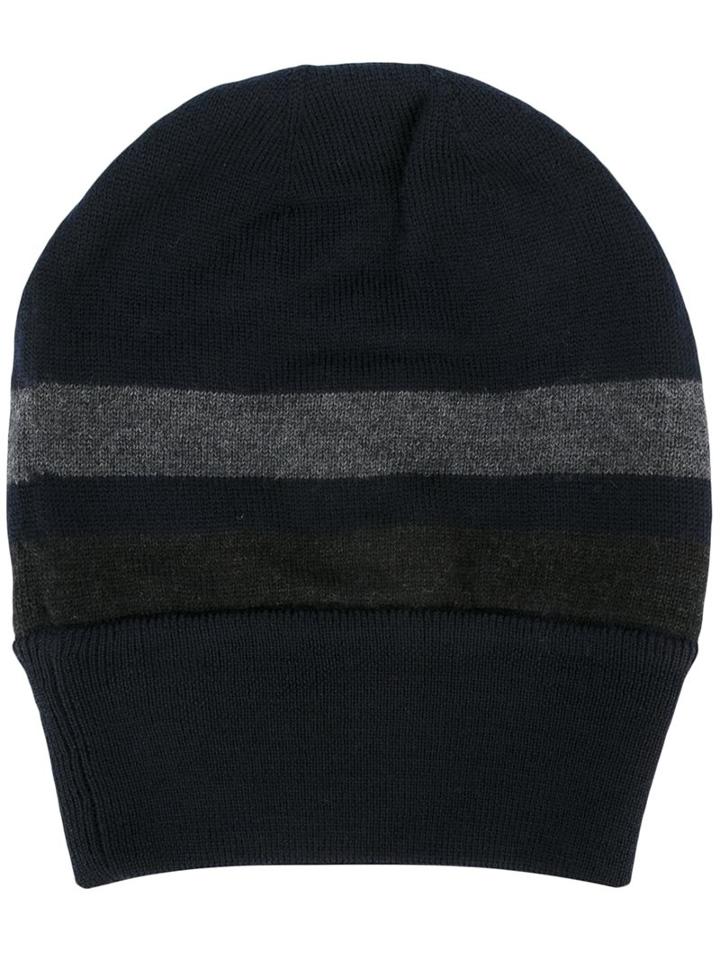 Dolce & Gabbana Striped Beanie, Men's, Blue, Virgin Wool