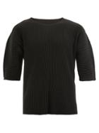Homme Plissé Issey Miyake Pleated Cropped T-shirt, Men's, Size: 2, Black, Polyester