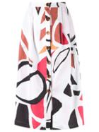Andrea Marques Printed Midi Skirt, Women's, Size: 38, White, Cotton