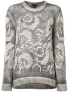Avant Toi Embroidered Chunky Sweater - Grey