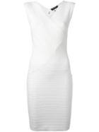 Twin-set V-neck Ribbed Fitted Dress, Women's, Size: Large, White, Viscose/polyamide/spandex/elastane