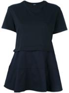 Jil Sander Navy Panelled Flared T-shirt, Women's, Size: Small, Blue, Cotton