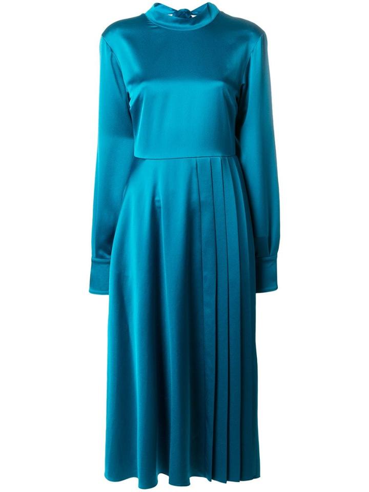 Msgm Tie Back Flared Dress - Blue