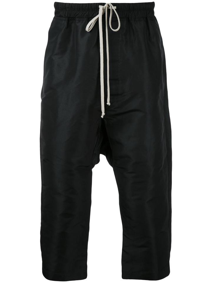 Rick Owens - Drop-crotch Cropped Trousers - Men - Silk/polyester - 48, Black, Silk/polyester