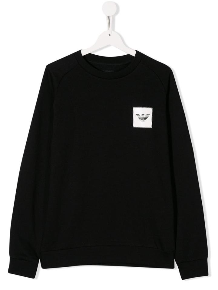 Emporio Armani Kids Teen Logo Patch Sweatshirt - Black