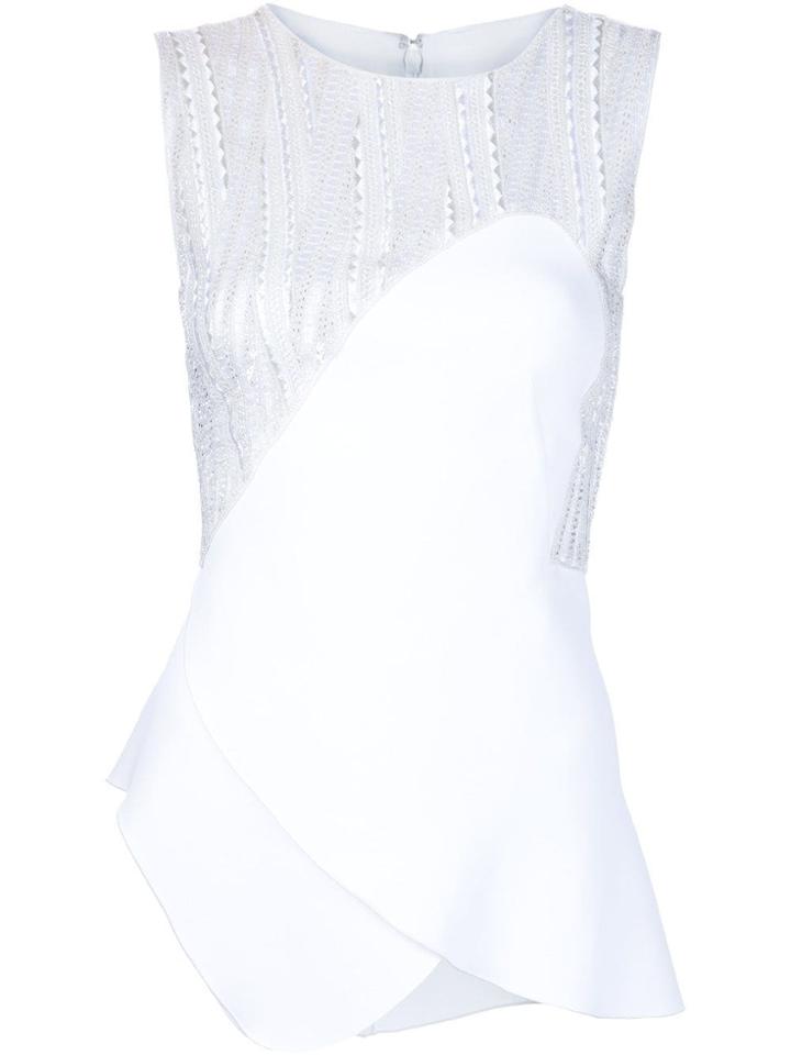 Antonio Berardi Curved Hem Beaded Top - White
