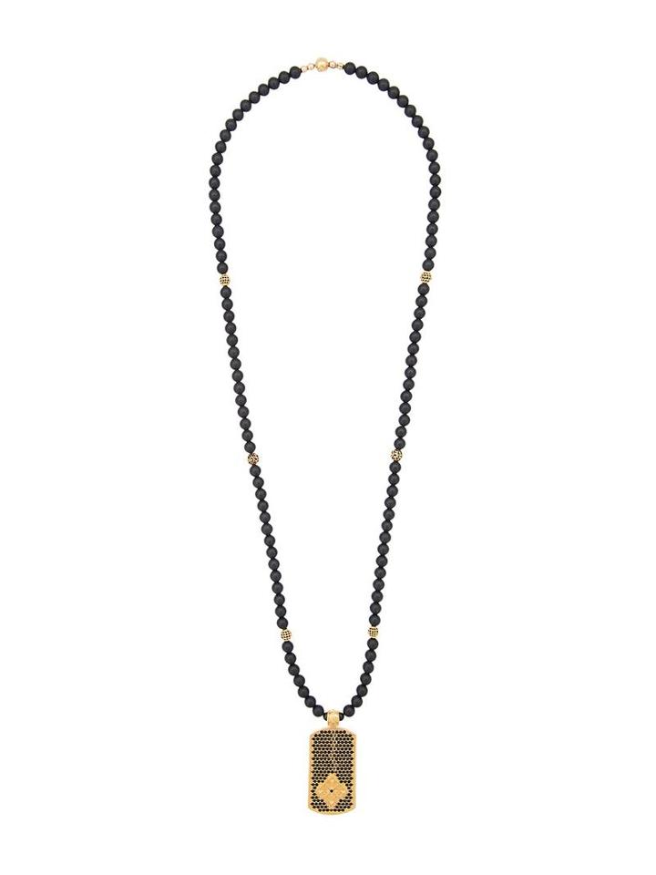 Nialaya Jewelry Beads Long Necklace, Men's, Black