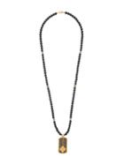 Nialaya Jewelry Beads Long Necklace, Men's, Black