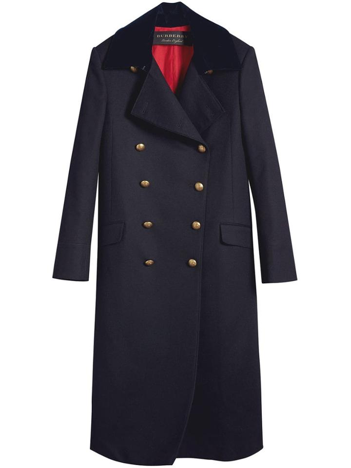 Burberry Doeskin Wool Military Coat - Blue