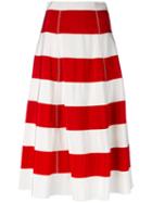 Rossella Jardini - Striped Panel Skirt - Women - Cotton/viscose - 40, Red, Cotton/viscose