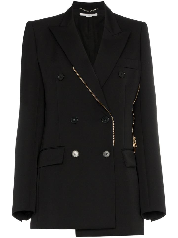 Stella Mccartney Double Breasted Zip Wool Blazer - Black