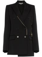 Stella Mccartney Double Breasted Zip Wool Blazer - Black