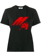 Msgm Rose And Logo Print T-shirt - Black