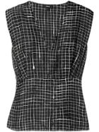 Theory Grid Print Blouse - Black