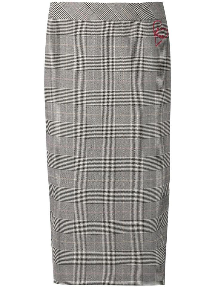 Twin-set Embroidered Glen Skirt - Grey
